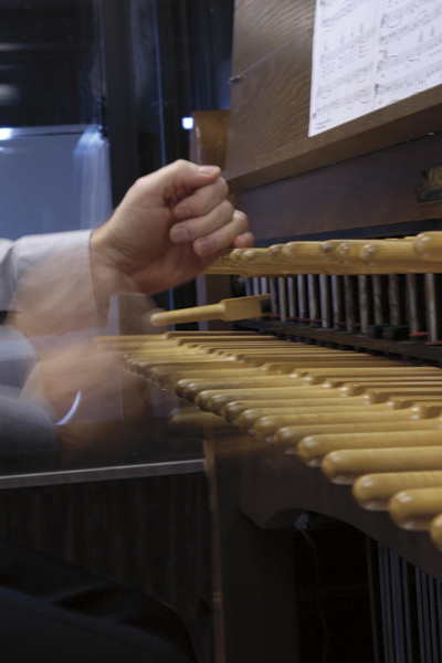 Wooden batons serve the same purpose as a keyboard.